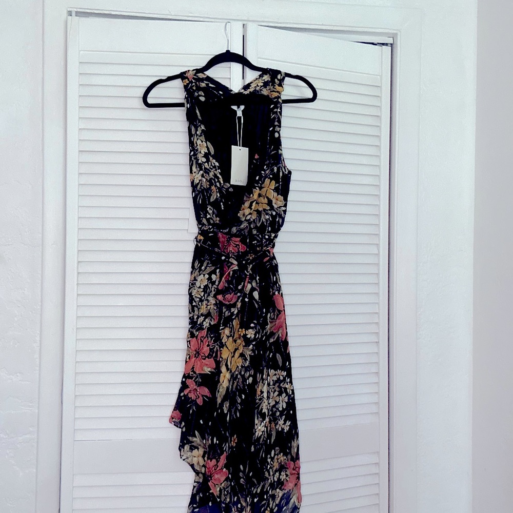 Joie black floral midi dress